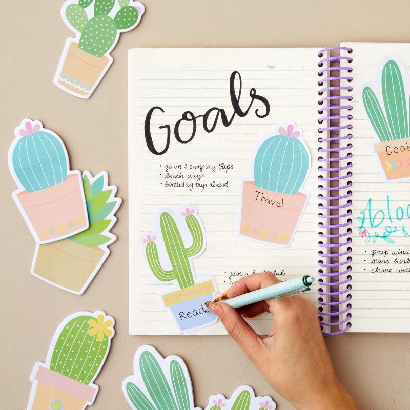 Paper Junkie Cactus Sticky Notes for Teacher Supplies, Cute Office Supplies & Cactus Desk Accessories - 2.75 x 4.5 in, Multicolor, 6-Pack - Image 2